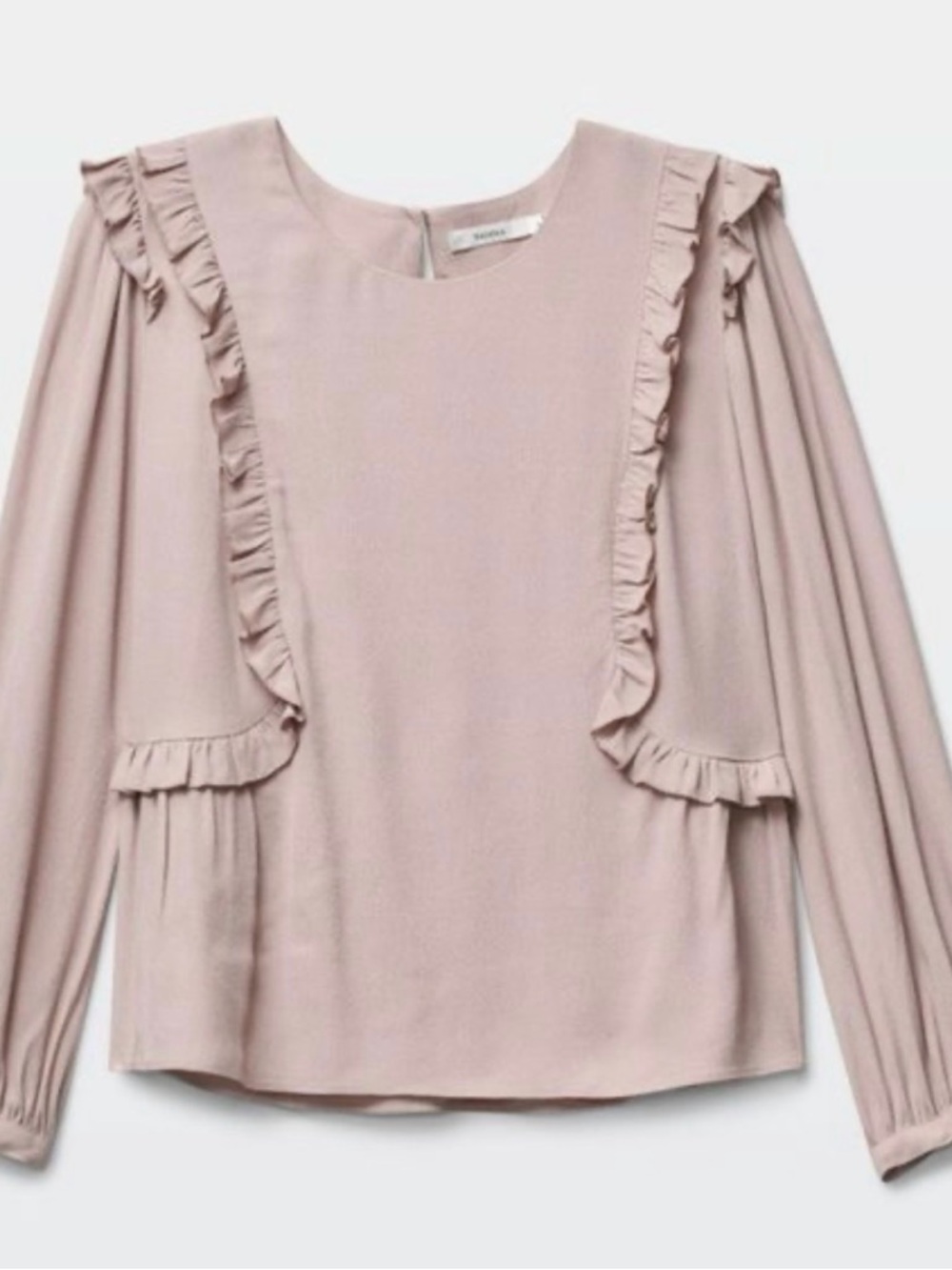 ARITZIA-TALULA-Winkley Pale Orchid/Mauve-Ruffle-Trim Blouse-XXS